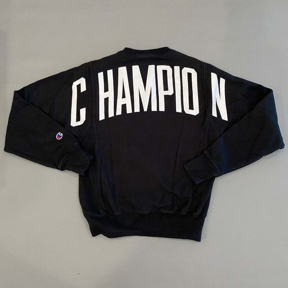 Champion Black Sweatshirt with White Back Logo
